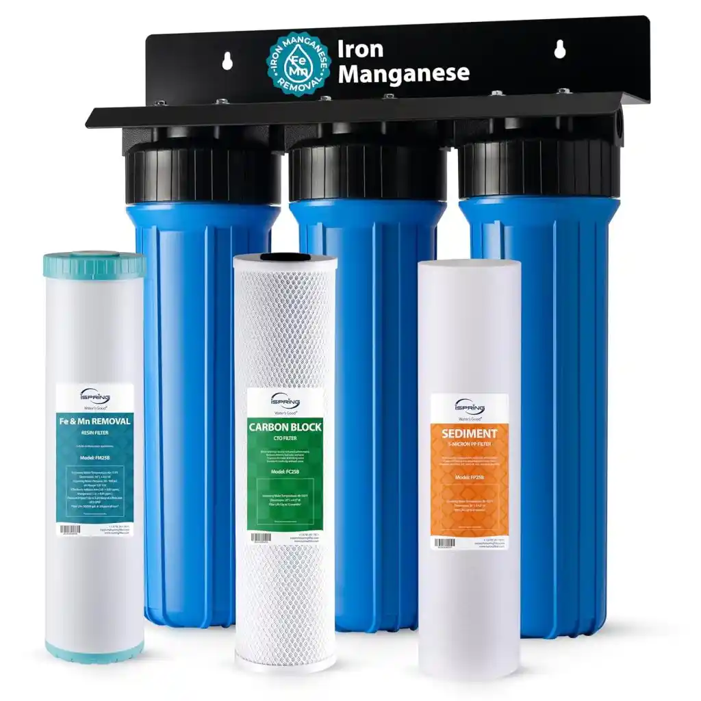 iSpring WGB32BM whole house water filter system installed for home water purification and clean safe drinking water supply throughout the house
