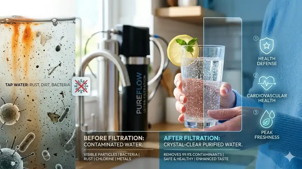 importance of water filtration showing clean drinking water and removal of contaminants for better health