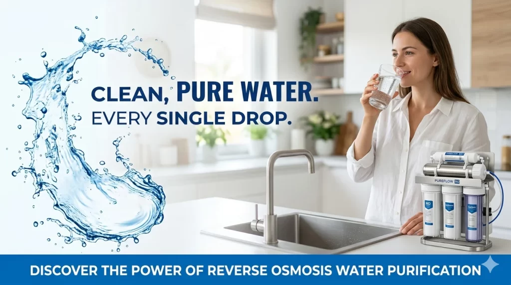Water filtration system diagram showing the process of removing contaminants from water for clean and safe drinking