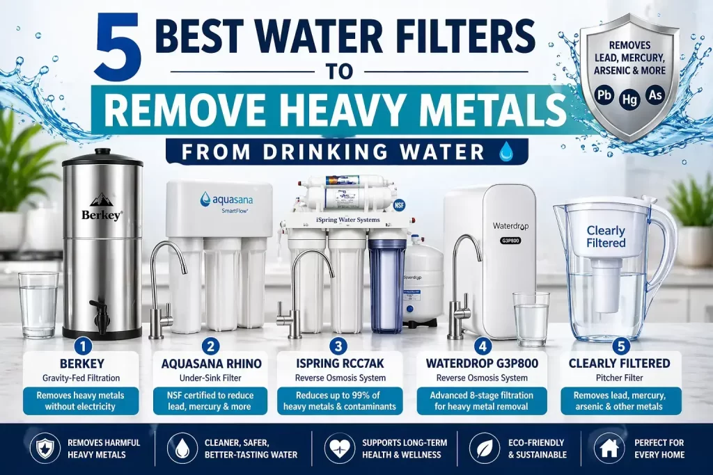 5 best water filters to remove heavy metals — Berkey iSpring RCC7AK Waterdrop G3P800 and Clearly Filtered compared