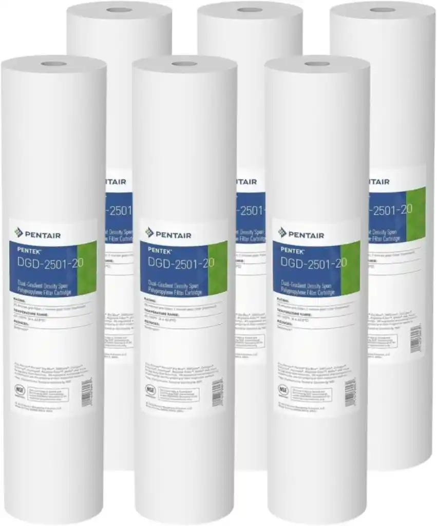 Pentair Pentek sediment filter cartridge for removing dirt, sand, and rust from water