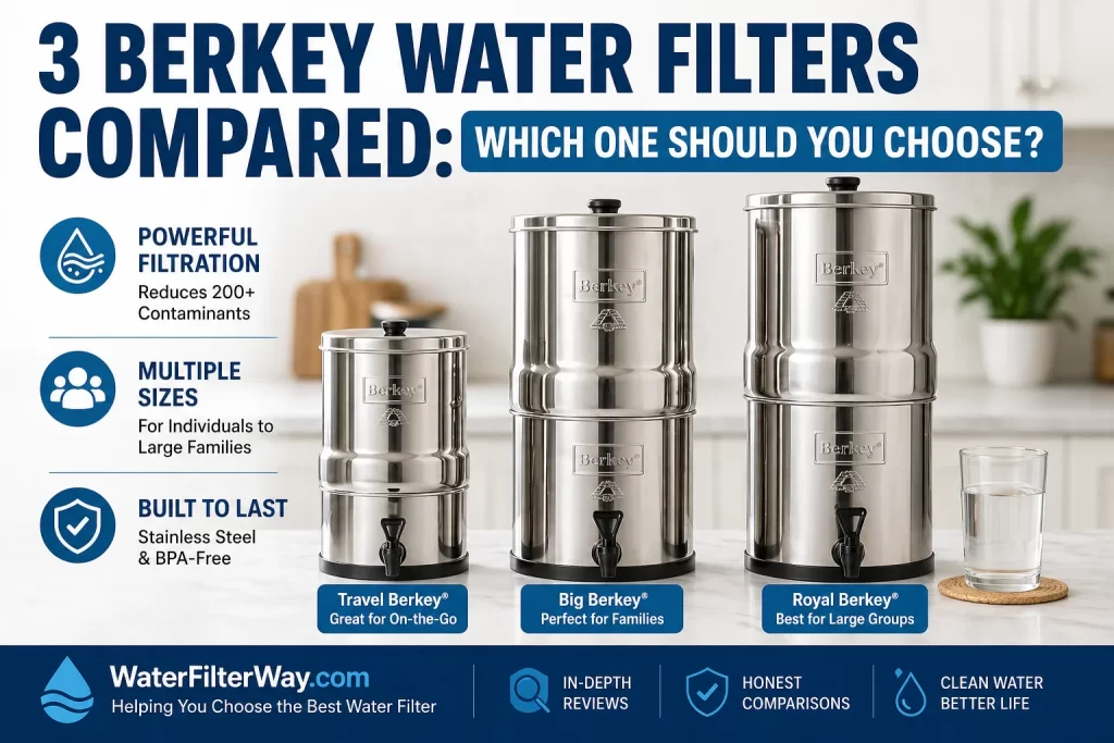 Comparison of Berkey water filter models for home and travel.