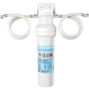 APEC CS-2500 under-sink water filter system, single-stage, removes lead, chlorine, heavy metals, 5,000-gallon capacity, no-drill installation, US made