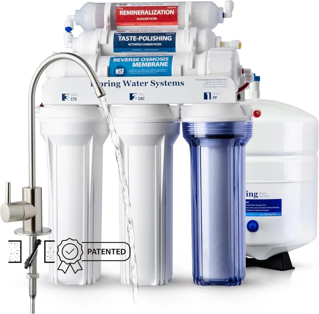 iSpring RCC7AK reverse osmosis alkaline water filter system with multi-stage filtration for clean, mineral-rich drinking water