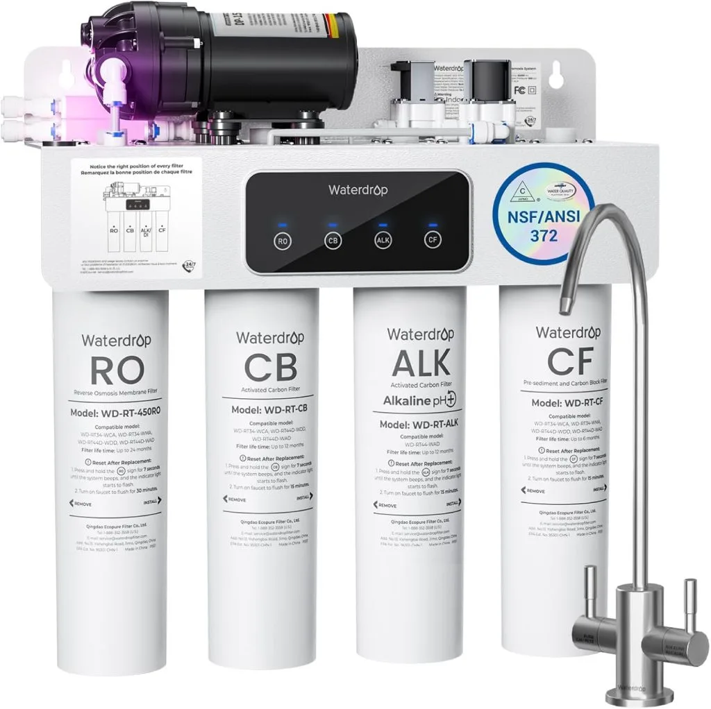 Waterdrop WD-T4-A alkaline pH water filter system with advanced multi-stage filtration for clean and mineral-enhanced drinking water