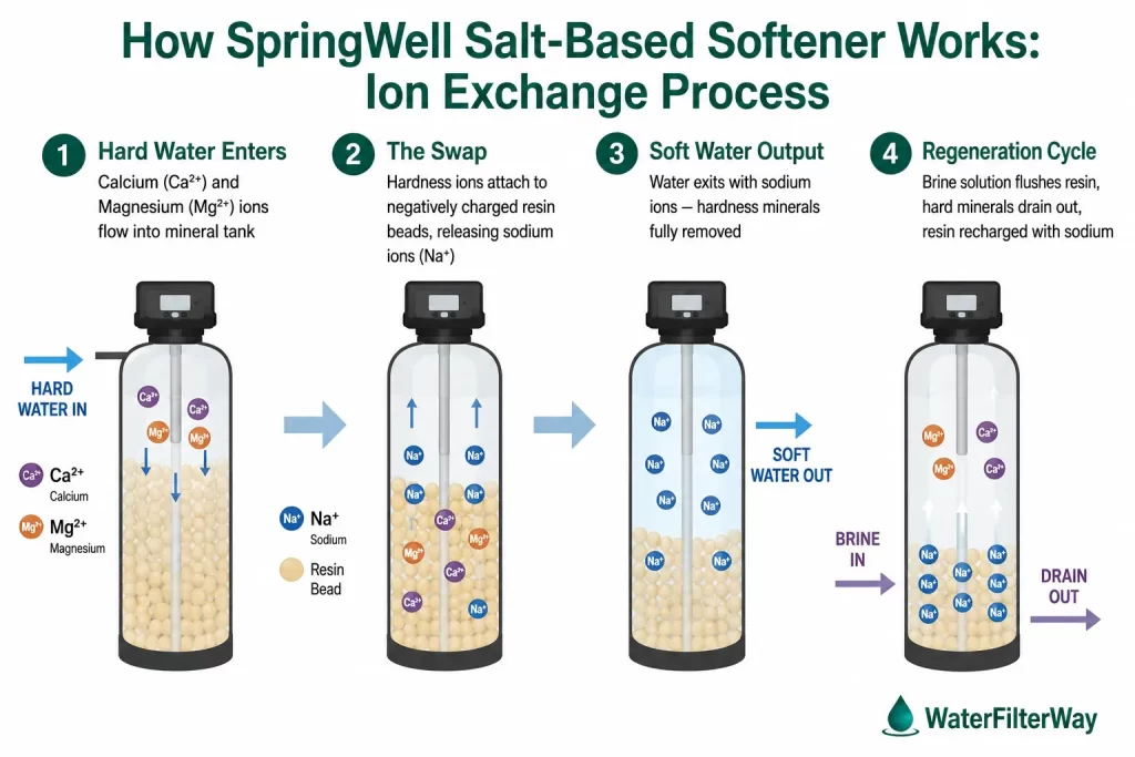 how springwell salt based softner works infographic visual showing