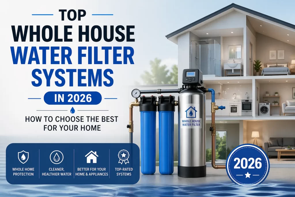 Whole house water filter system installed in a modern home showing filtration tanks and plumbing setup for clean water in 2026