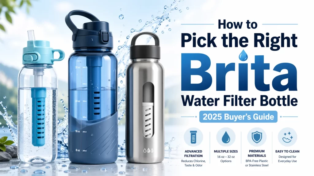 Brita water filter bottles with plastic and stainless steel options for the 2025 buyer’s guide