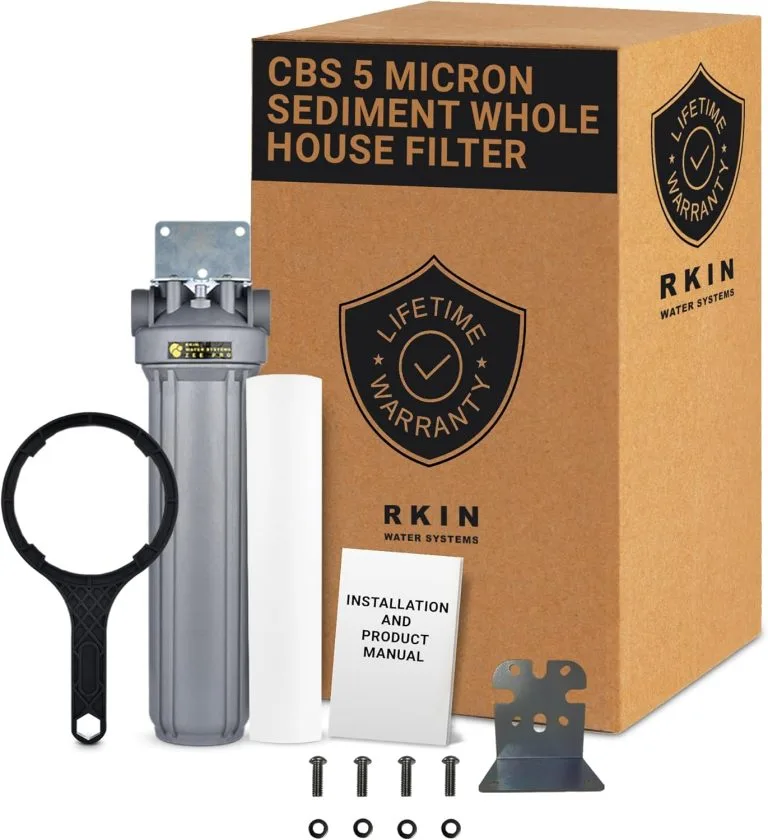 RKIN CBS 5-Micron Sediment Whole House Water Filter – 20 GPM Flow Rate with Lifetime System Warranty