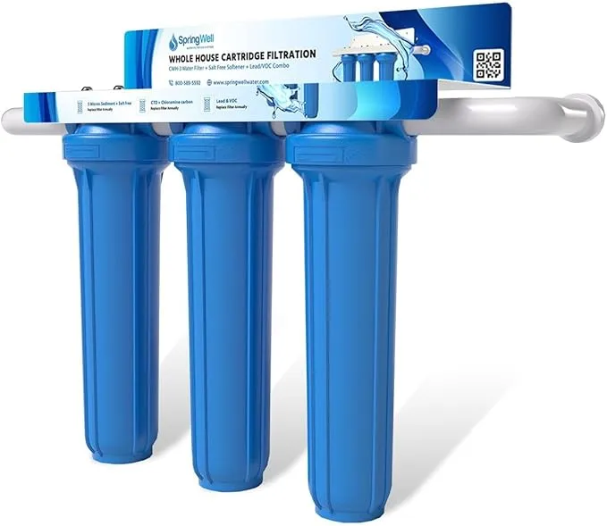 SpringWell CF whole house water filter system for reducing chlorine and improving water quality
