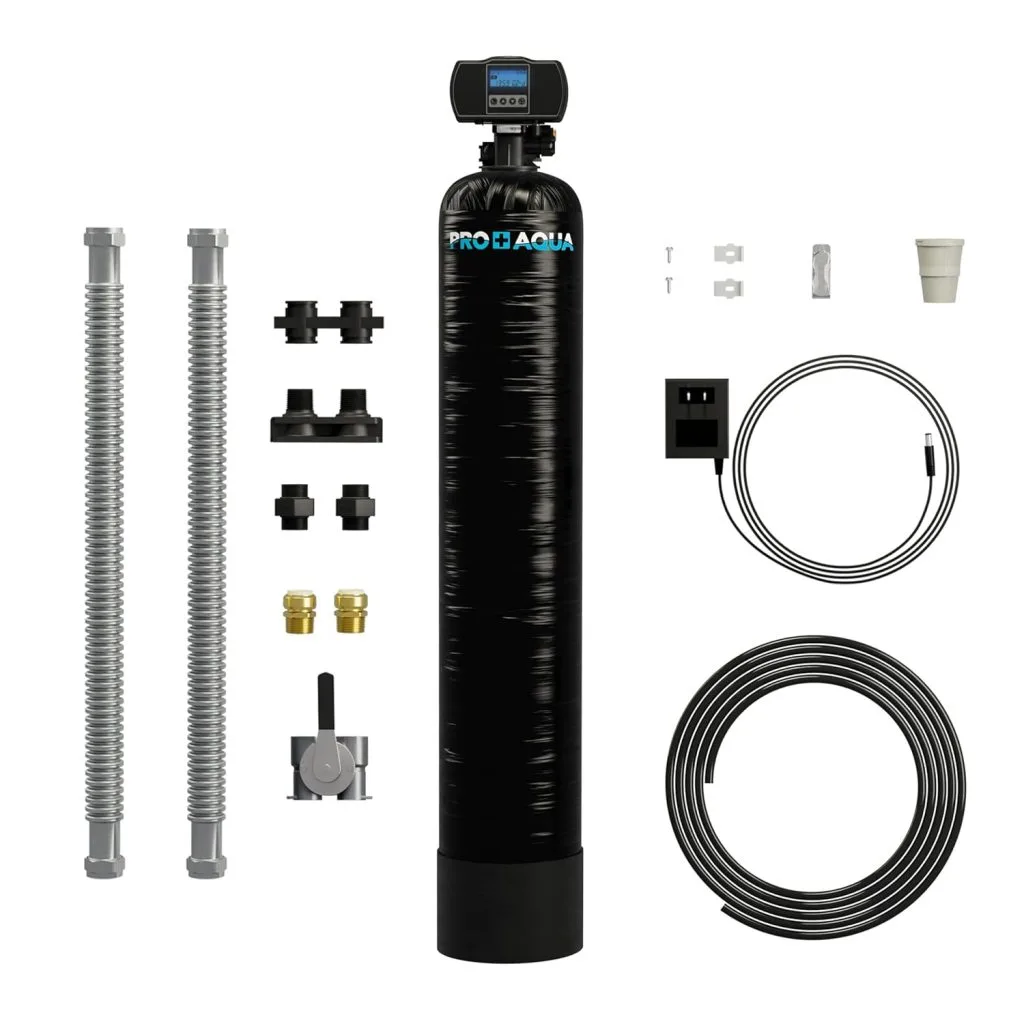PRO+AQUA Whole House Well Water Filter System for reducing sediment, iron, sulfur, chlorine, and contaminants from well water throughout the home