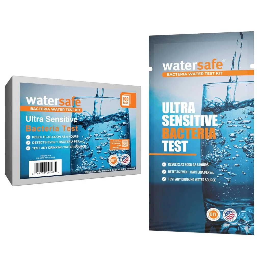 WaterSafe ultra sensitive bacteria water test kit for detecting bacteria in drinking water with fast results and easy home testing