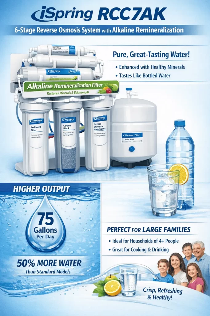 
iSpring RCC7AK 6-stage alkaline reverse osmosis under-sink water filter system
