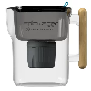 Epic Nano water filter pitcher designed for removing bacteria viruses and heavy metals from well water