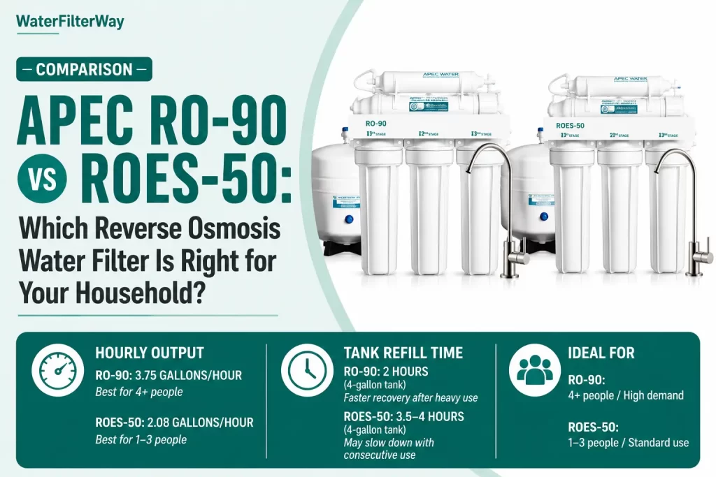 Comparison of APEC RO-90 and ROES-50 under sink reverse osmosis systems