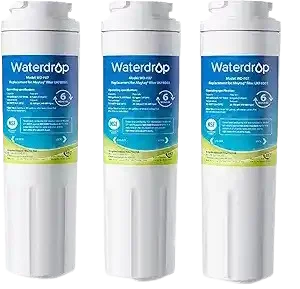 Waterdrop WD-F07 under sink water filtration system installed in a modern kitchen with clean filtered drinking water