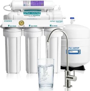 APEC Water ROES-50 5-stage under sink reverse osmosis water filter system with 50 GPD capacity.
